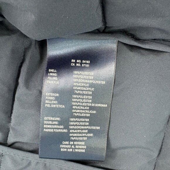 Tommy Hilfiger Women’s Navy TH Flex Puffer Coat w/ Faux Fur Hood – Size Large - Picture 7 of 15